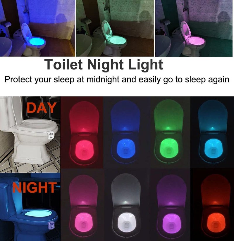 AUSAYE 3 Pack Toilet Night Light 8-Color Night Lights Motion Detection, Toilet Bowl NightLight Bathroom for Christmas Stocking Stuffers - Image 4